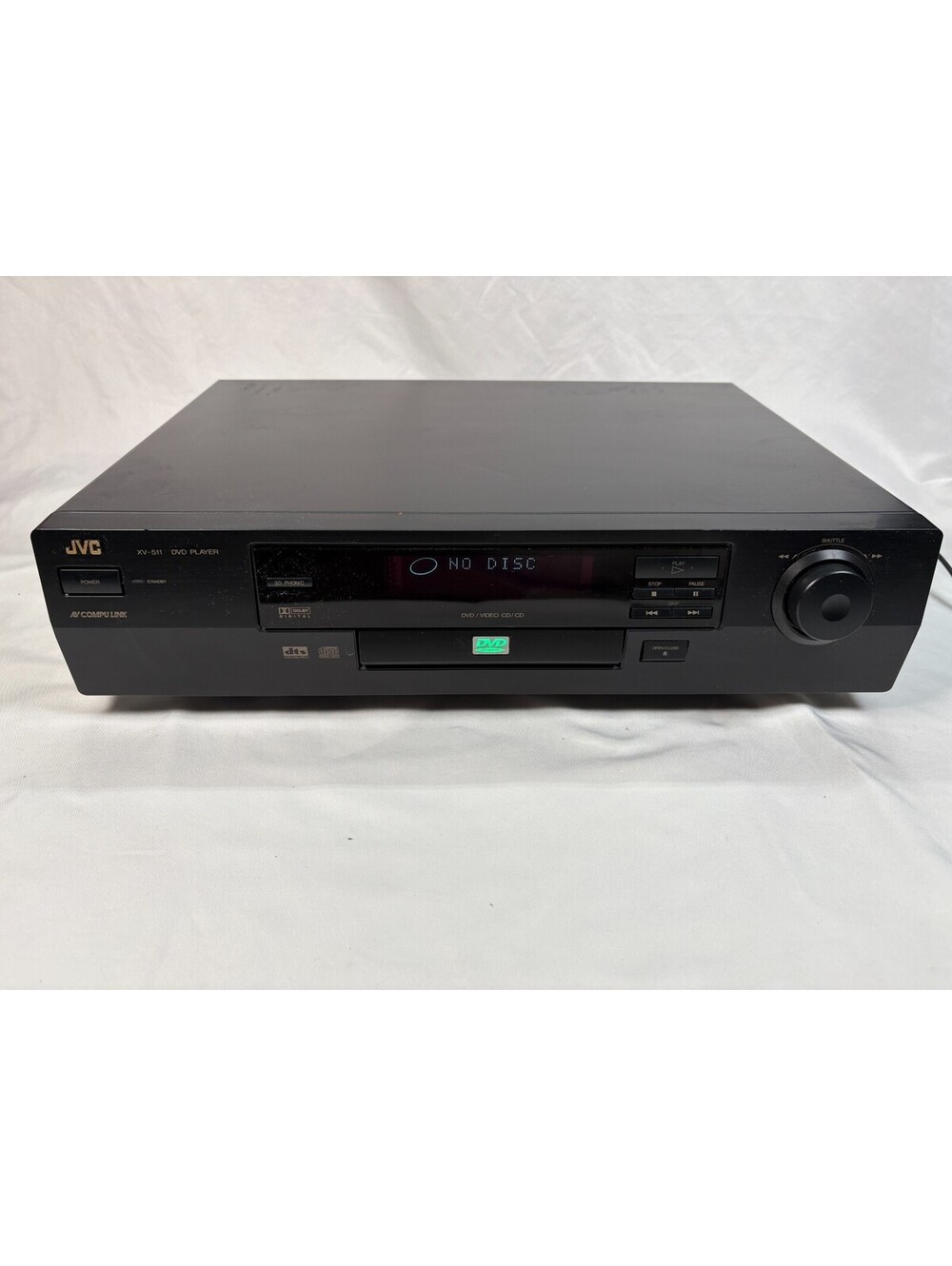 JVC XV-511BK DVD/CD Player Powers On Tray Opens No Remote Untested